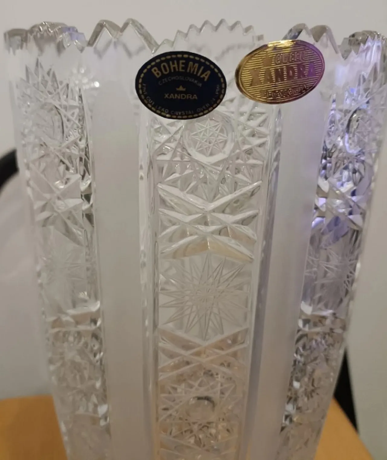 Xandra bohemian crystal vase, hand cut, 20th century 5