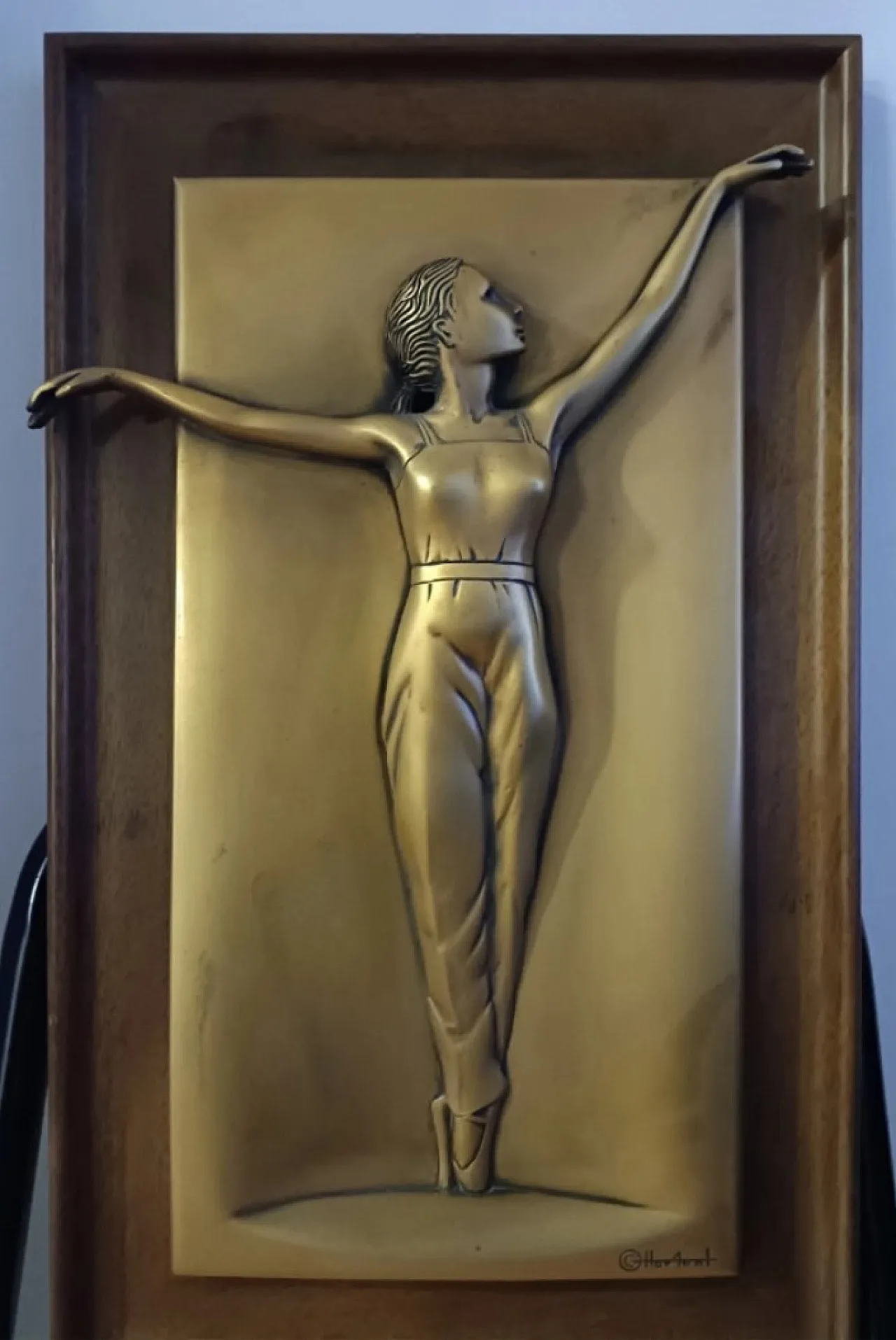 Art Deco bas-relief in bronze, female dancer figure, 20th century 2
