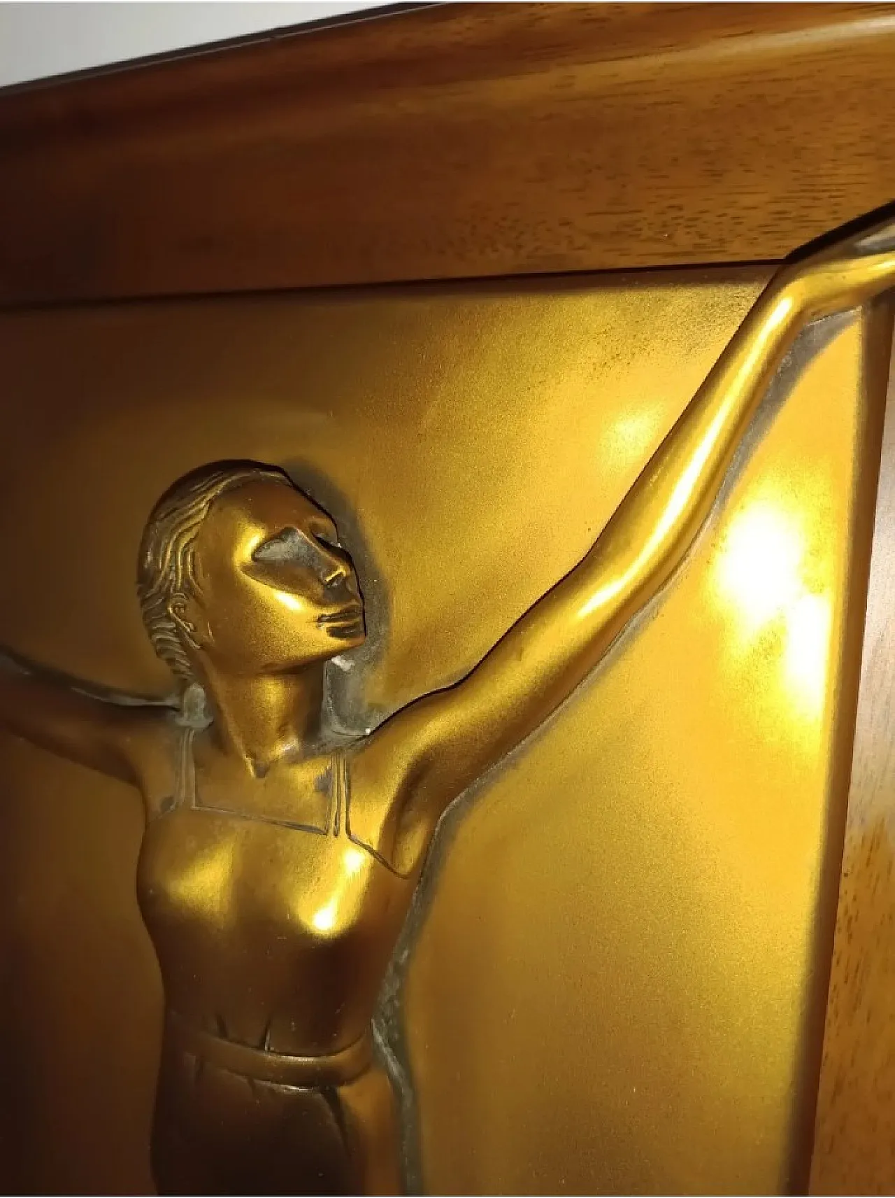 Art Deco bas-relief in bronze, female dancer figure, 20th century 3