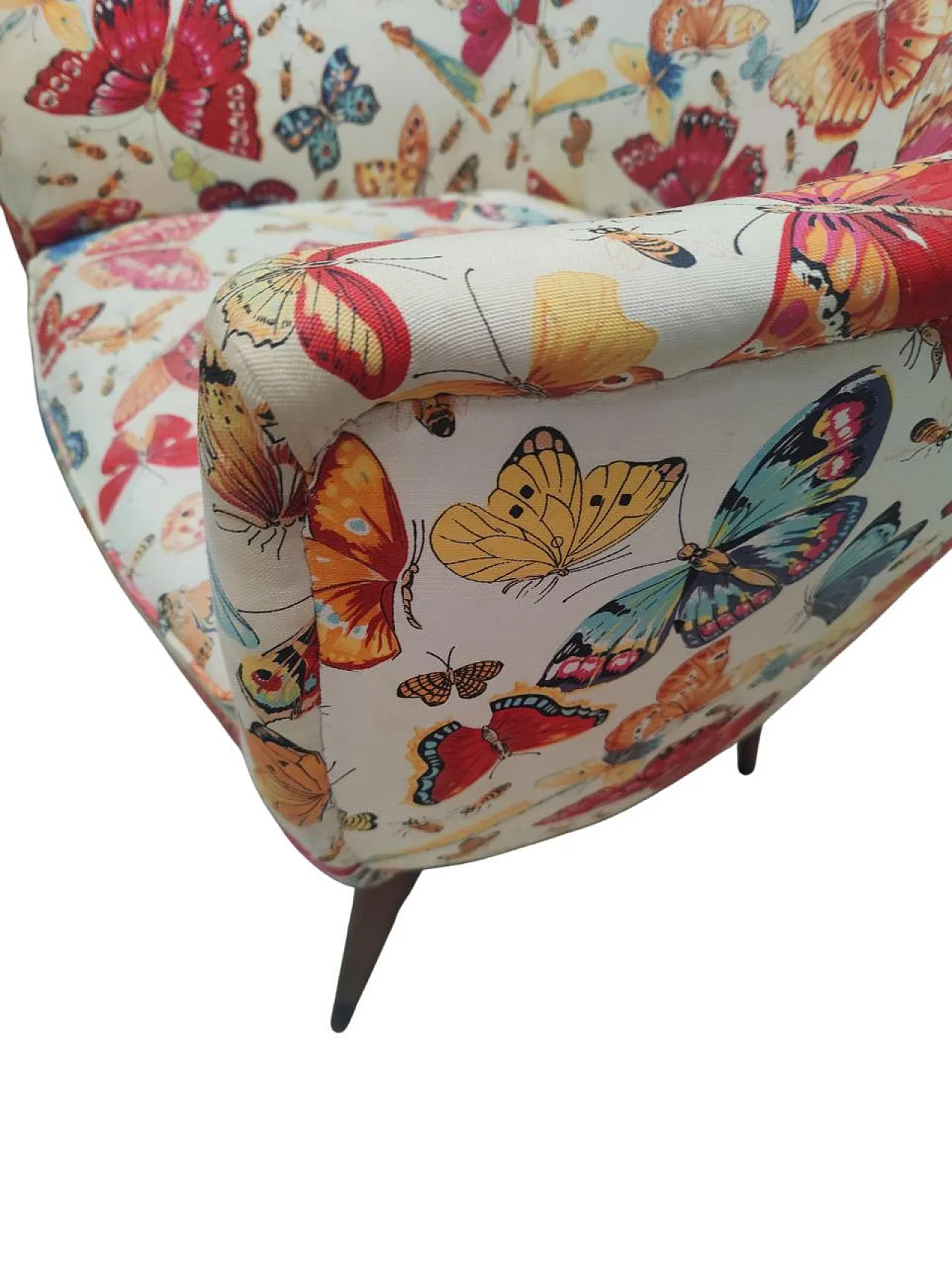 Pair of padded Italian corbeille armchairs, 50s 7