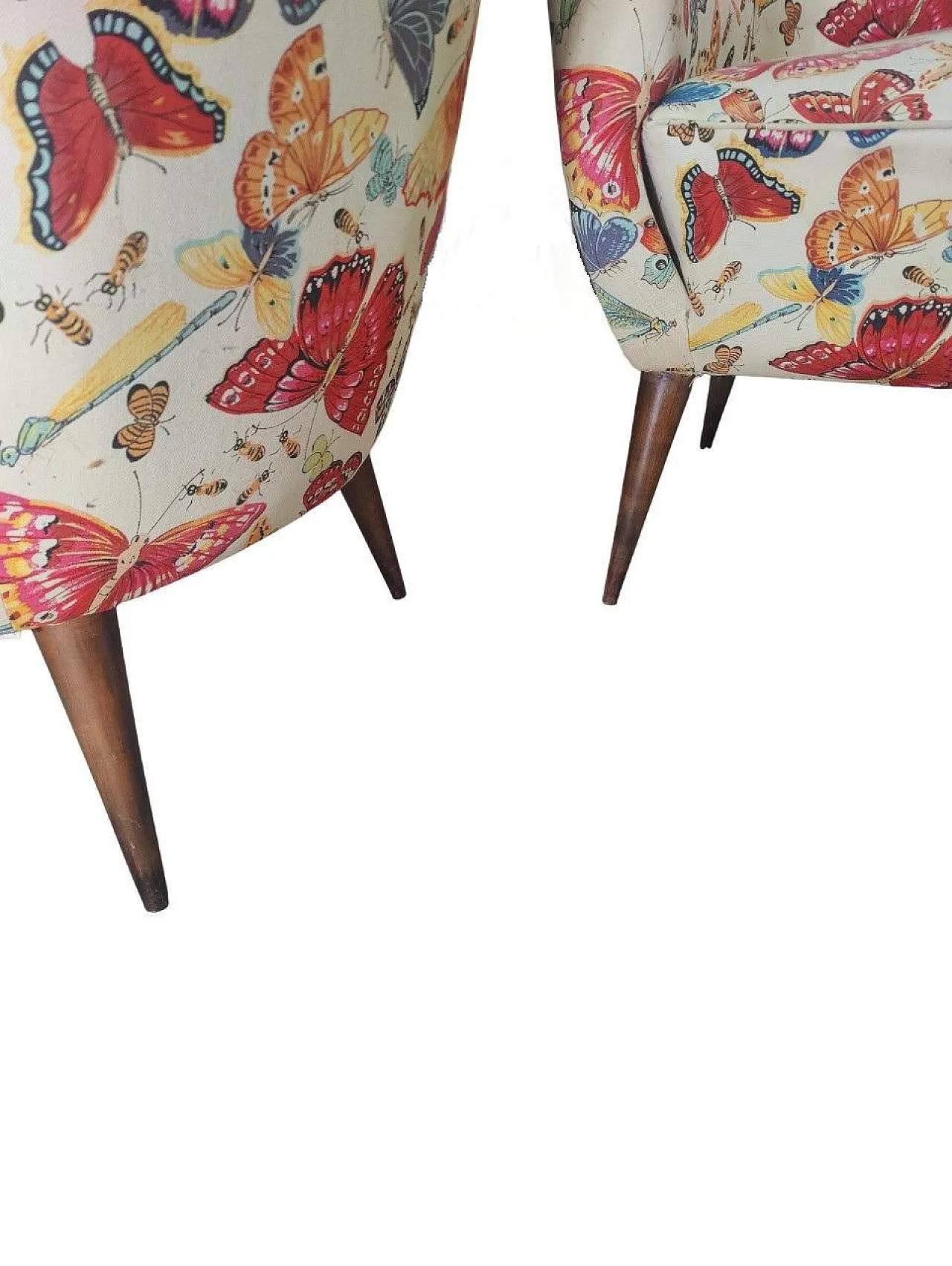 Pair of padded Italian corbeille armchairs, 50s 10