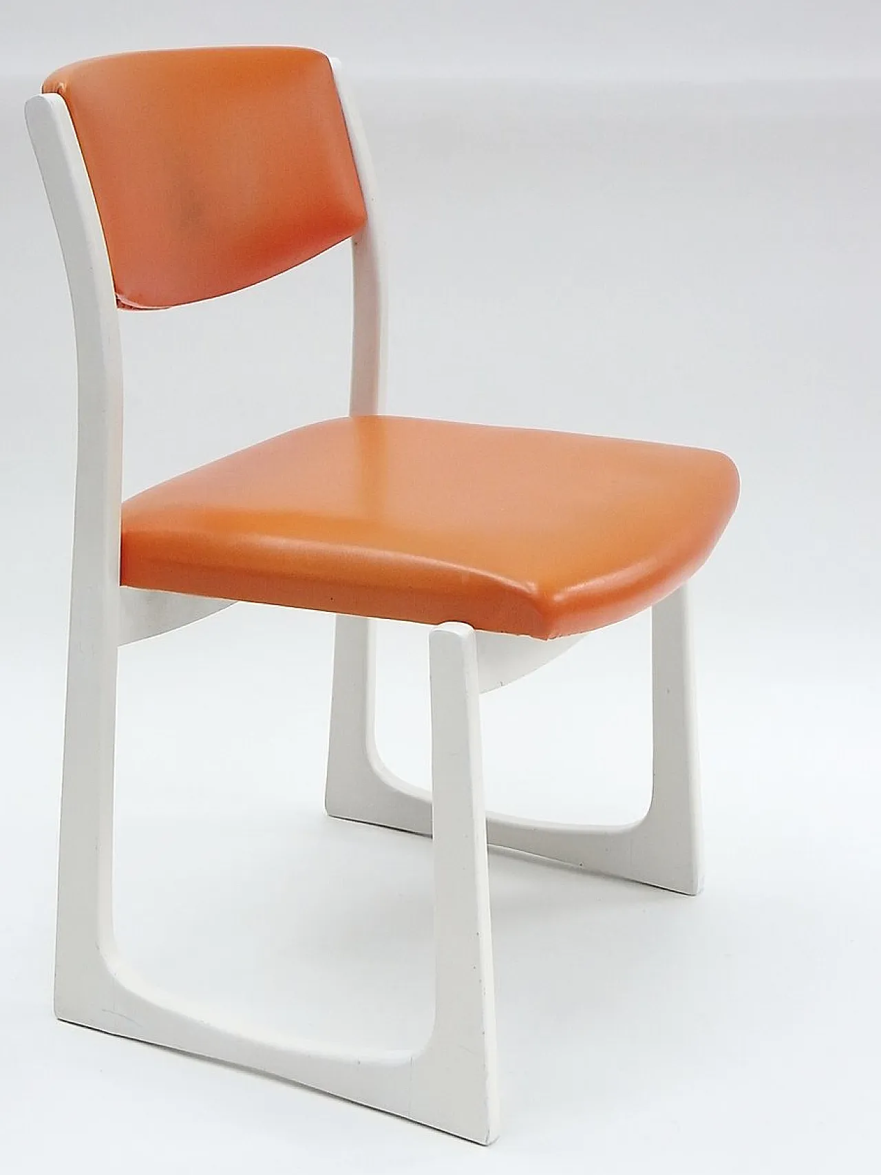 Desk Chair with orange faux leather seat, 1970s 1