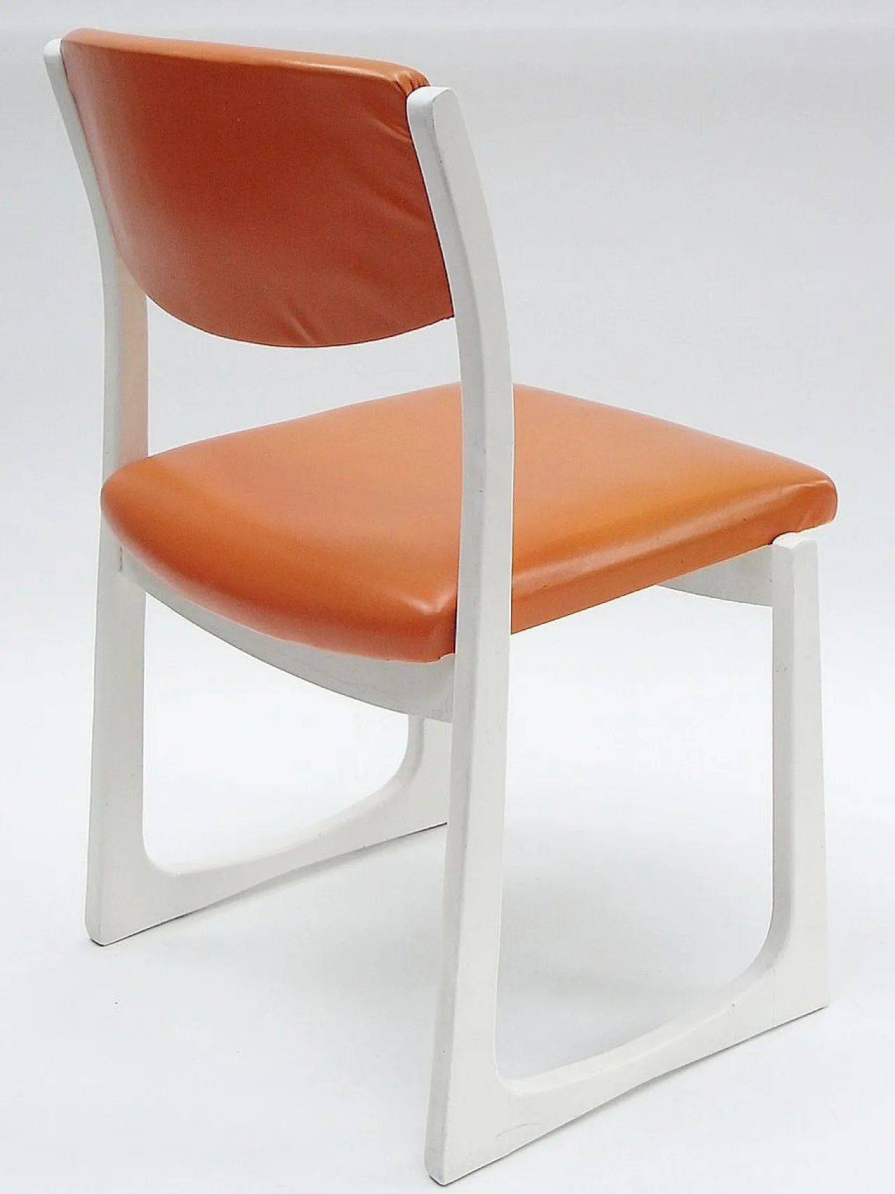 Desk Chair with orange faux leather seat, 1970s 2