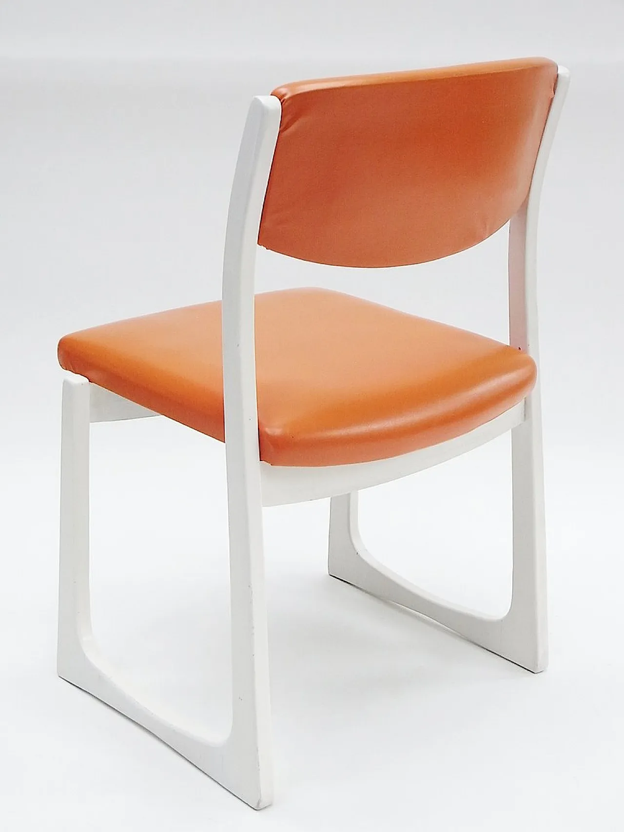 Desk Chair with orange faux leather seat, 1970s 3