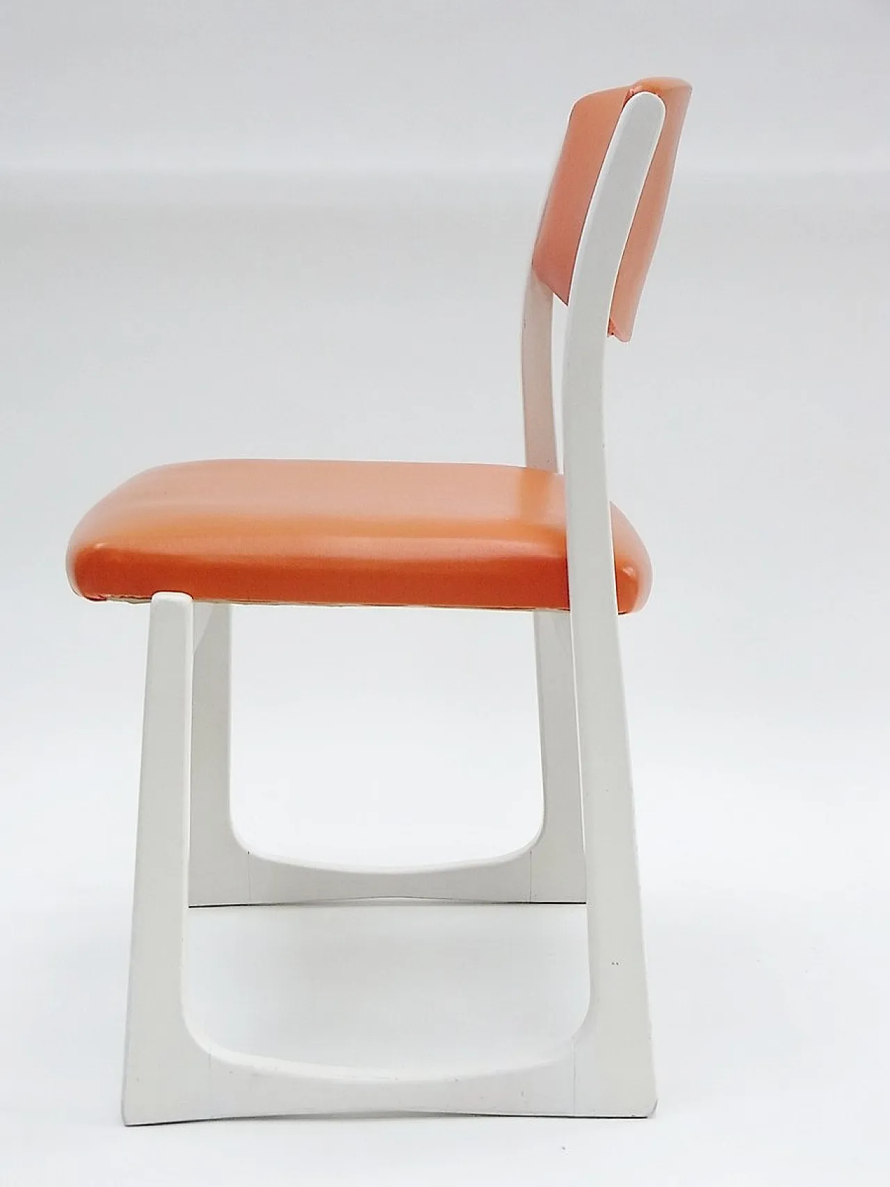 Desk Chair with orange faux leather seat, 1970s 4
