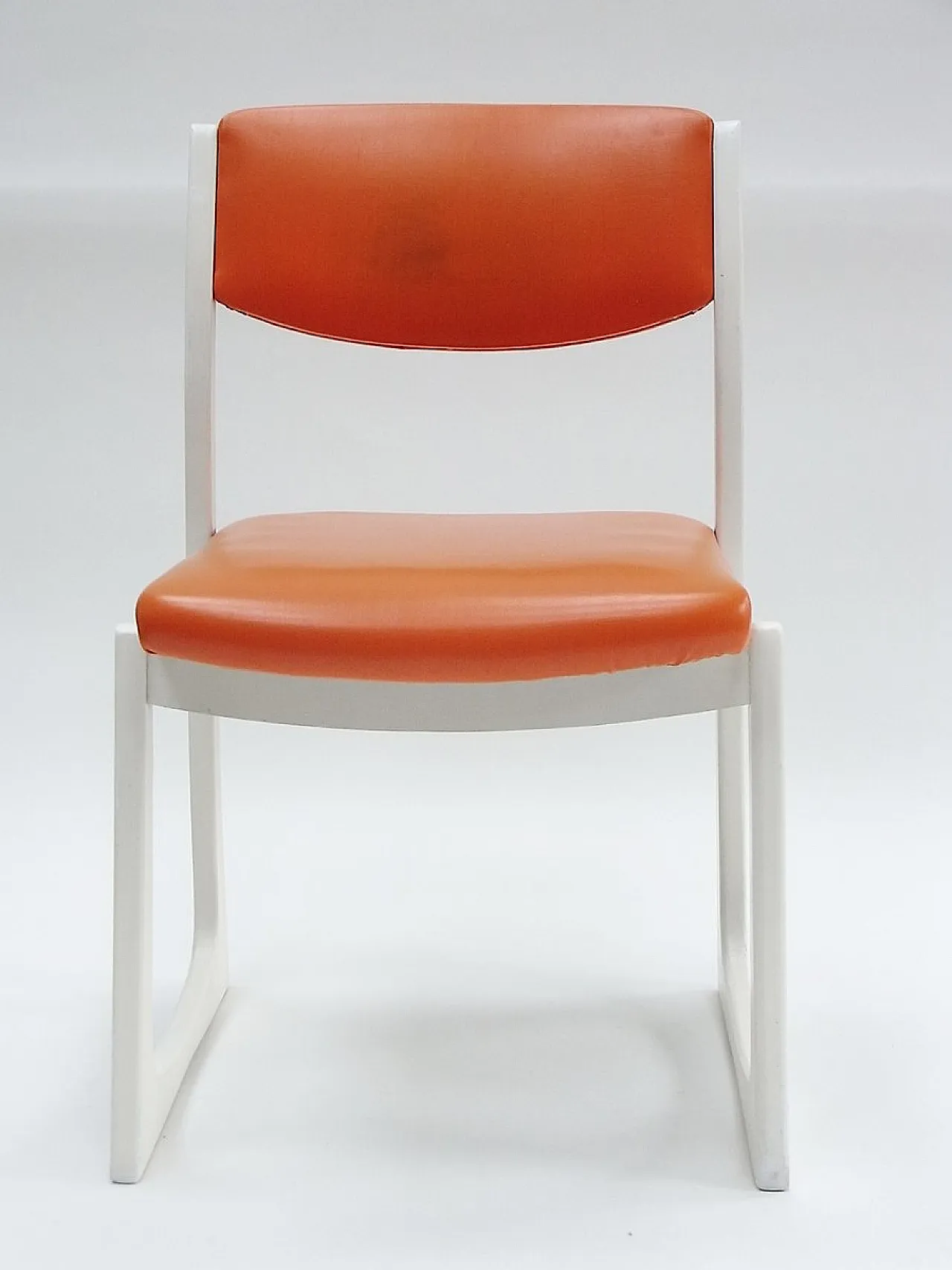 Desk Chair with orange faux leather seat, 1970s 5