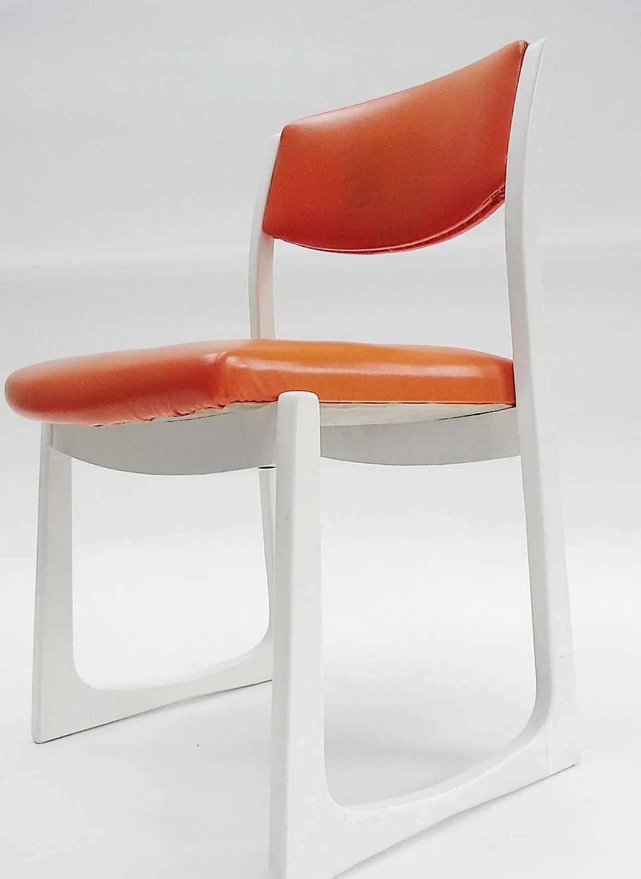 Desk Chair with orange faux leather seat, 1970s 6
