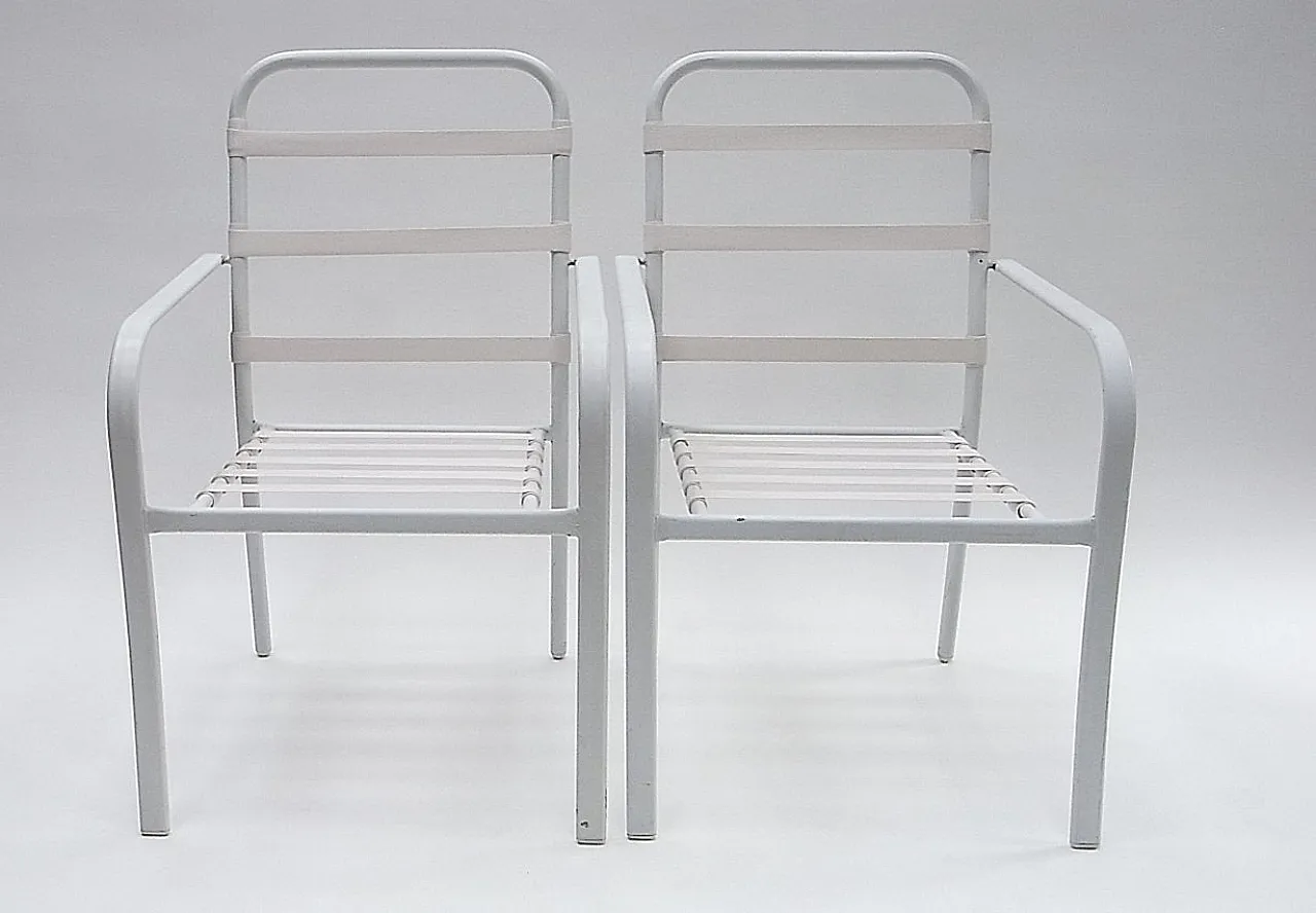 Pair of Hyperleggera garden armchairs with elastic strings, 1970s 2