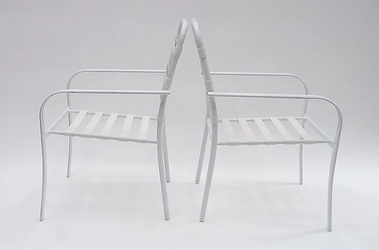Pair of Hyperleggera garden armchairs with elastic strings, 1970s 5