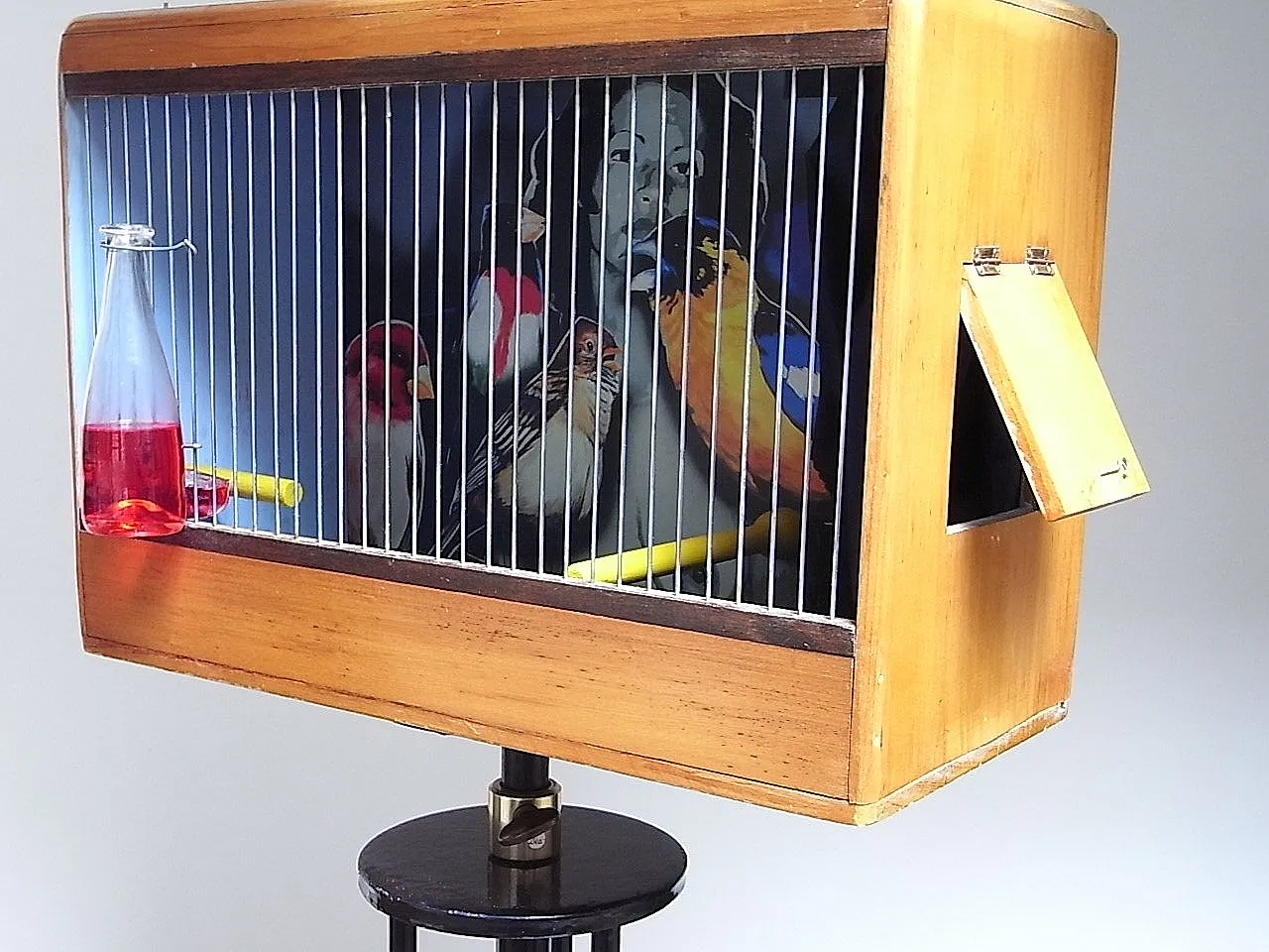 Gabbia per uccelli in legno e metallo, anni 2000 3