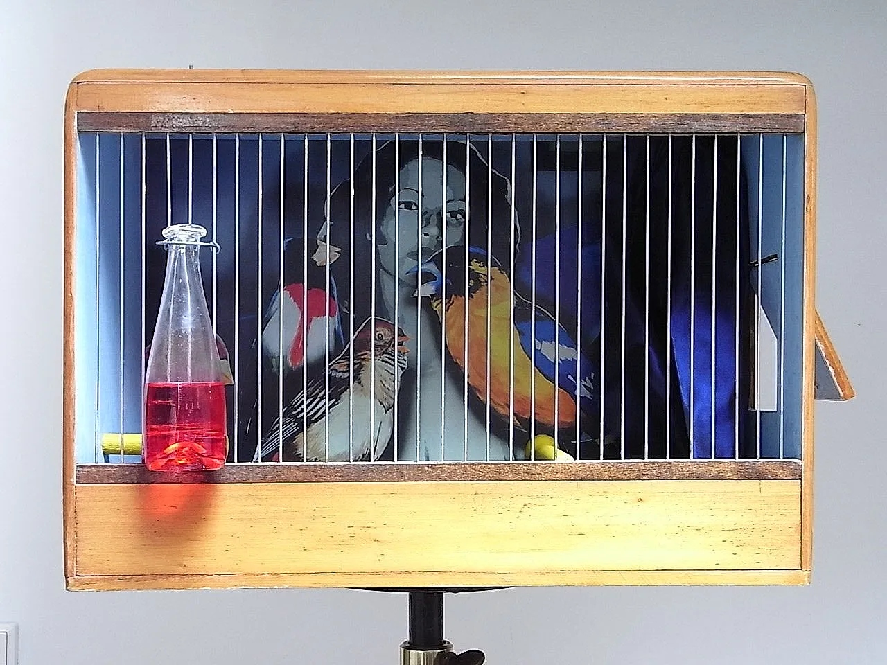 Gabbia per uccelli in legno e metallo, anni 2000 4