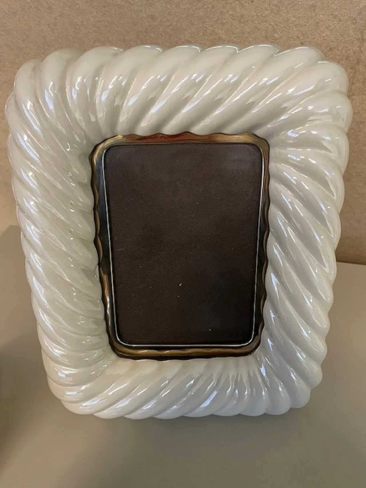 Photo frame by Tommaso Barbi in beige ceramic 1