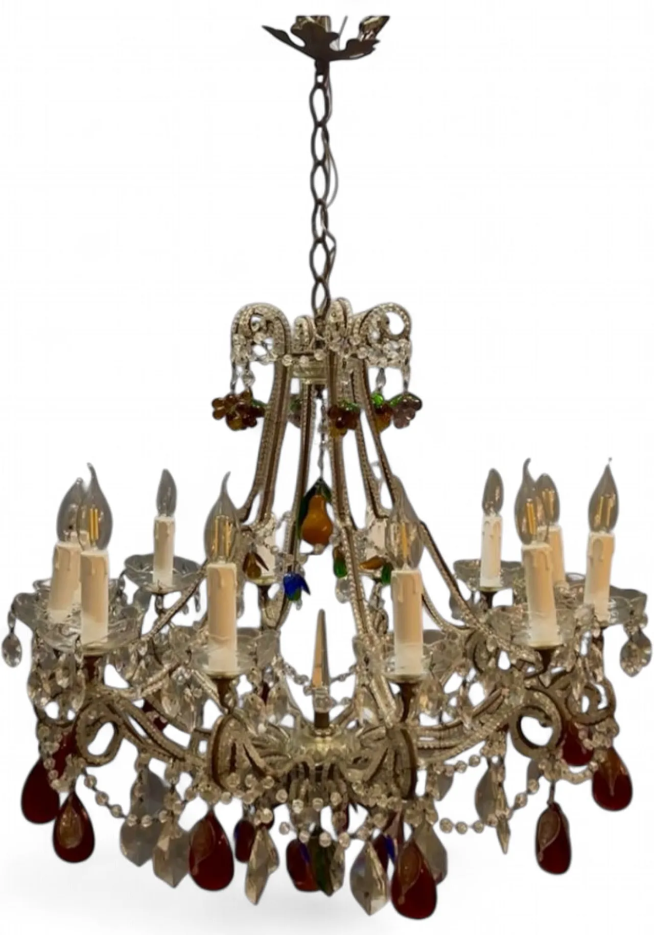 Murano glass chandelier with beads and crystal, Italy, 1960s 8