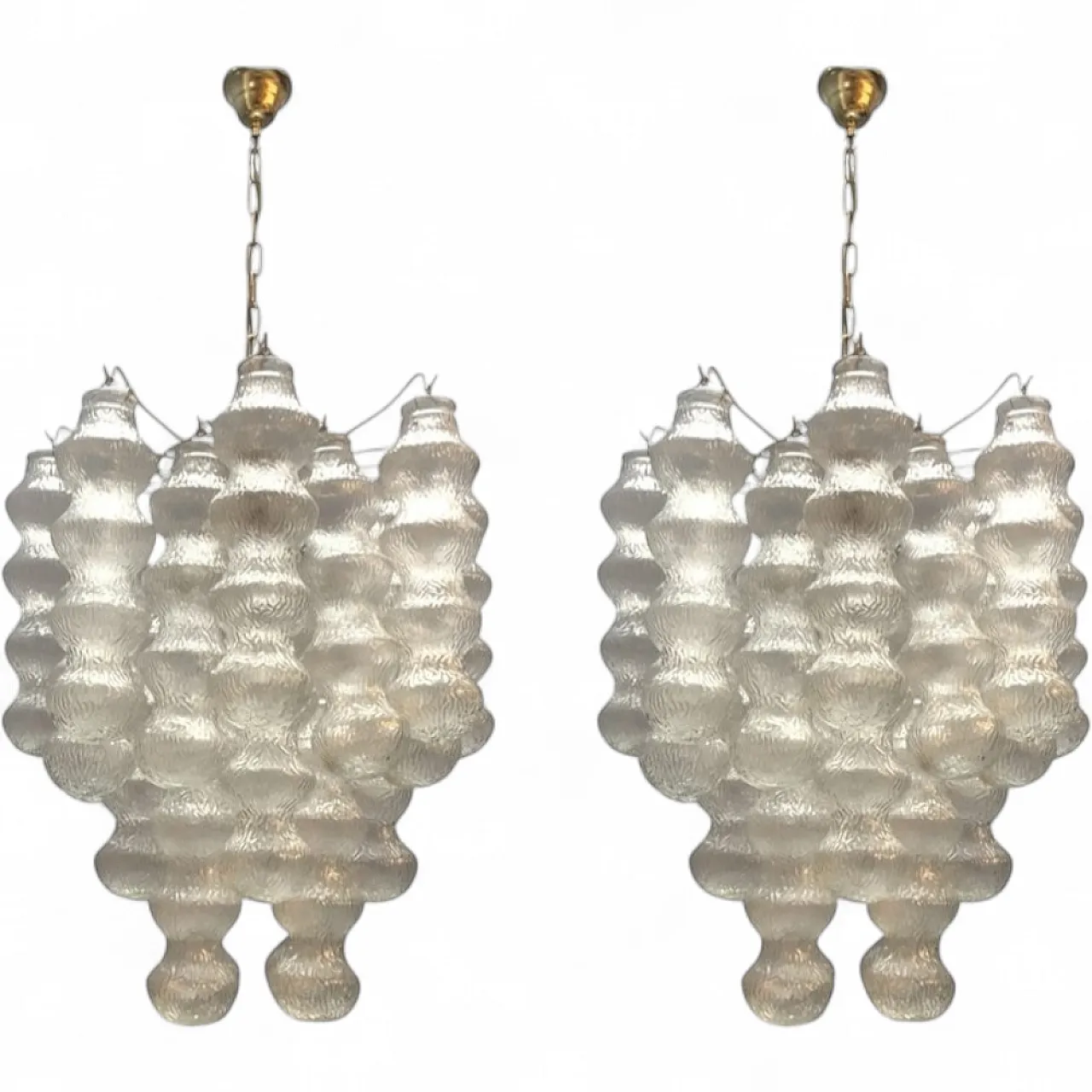 Pair of Italian Murano Glass Bubble Chandeliers, 1980s 10