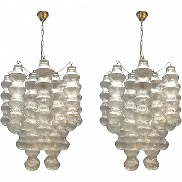 Pair of Italian Murano Glass Bubble Chandeliers, 1980s