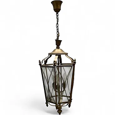 Vintage bronze and glass lantern, Italy, 1950s