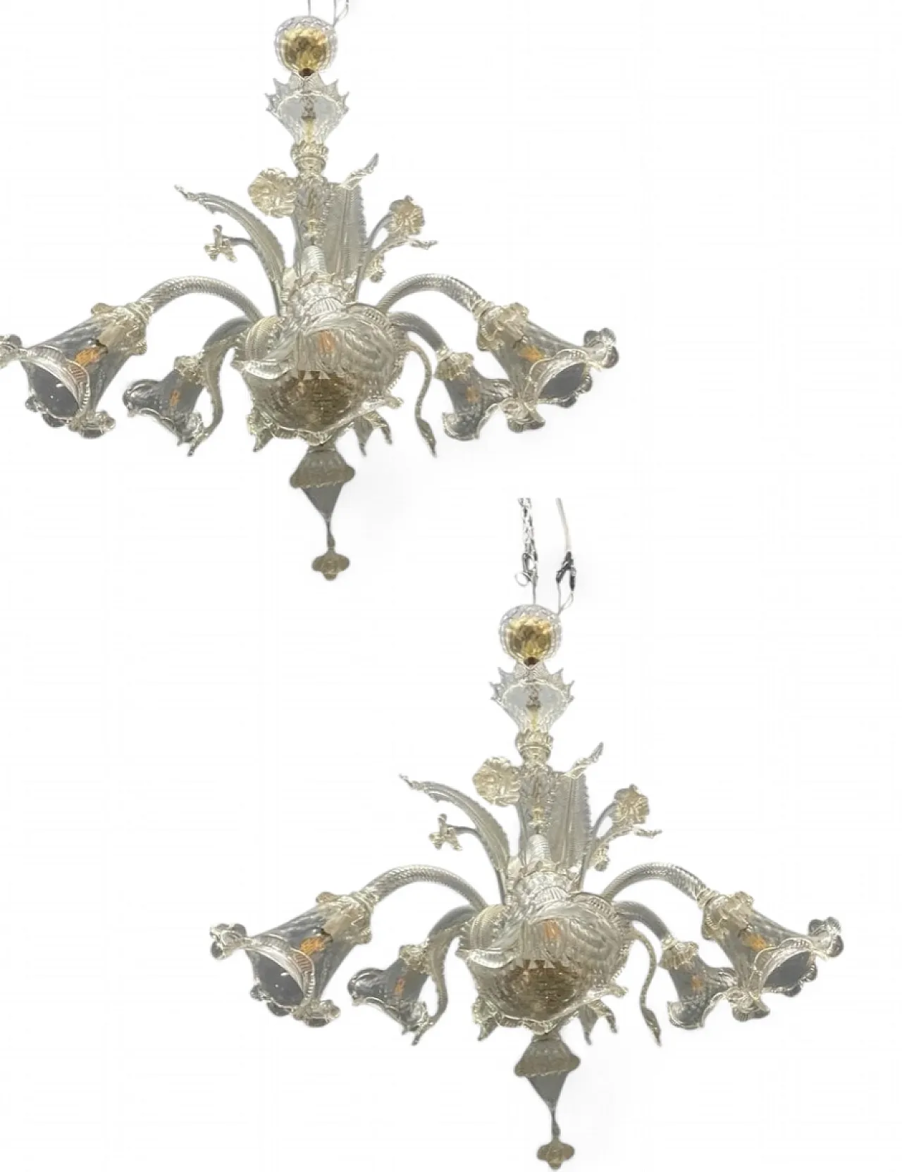 Pair of Murano glass chandeliers, Venice, 1980s 11