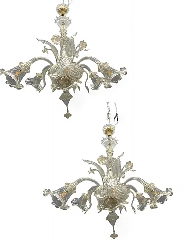 Pair of Murano glass chandeliers, Venice, 1980s