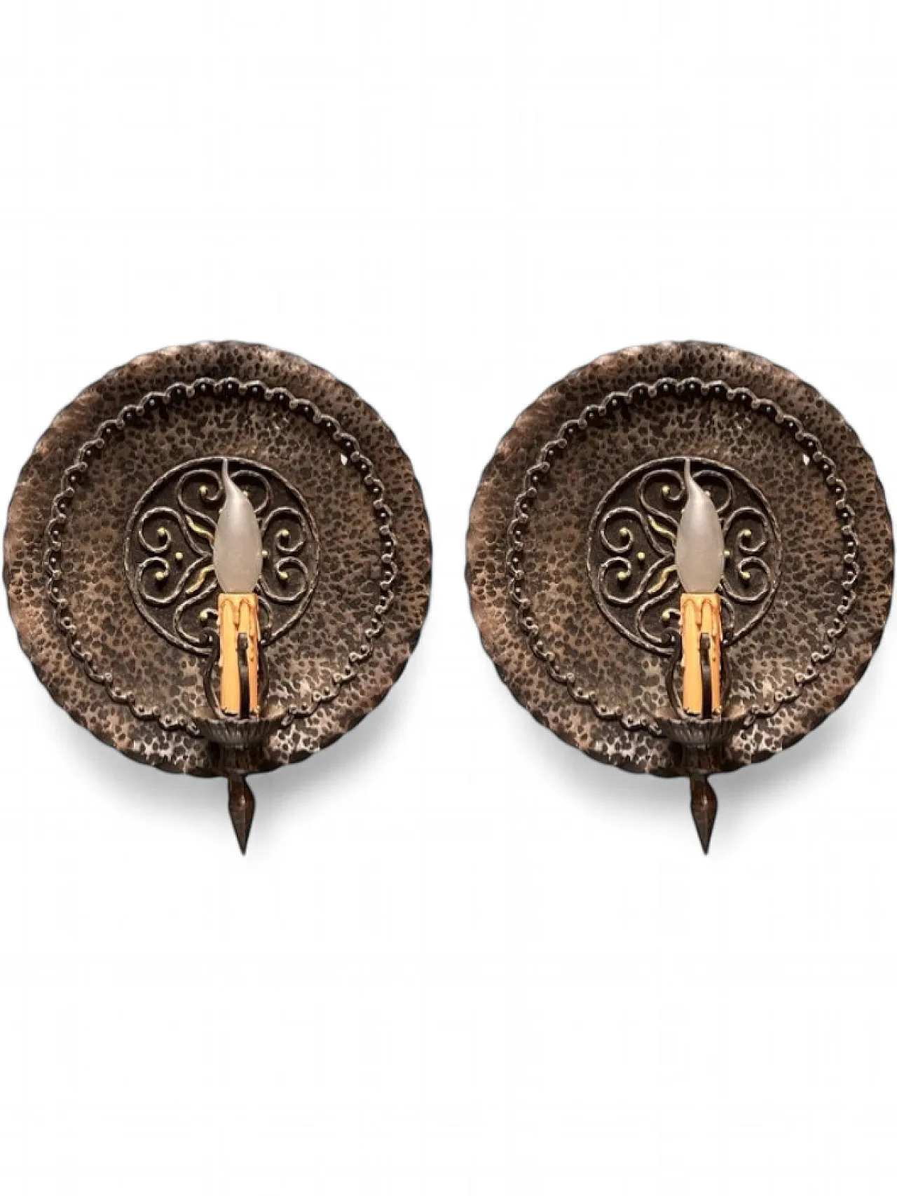 Pair of Italian wrought iron wall sconce, 1970s 12