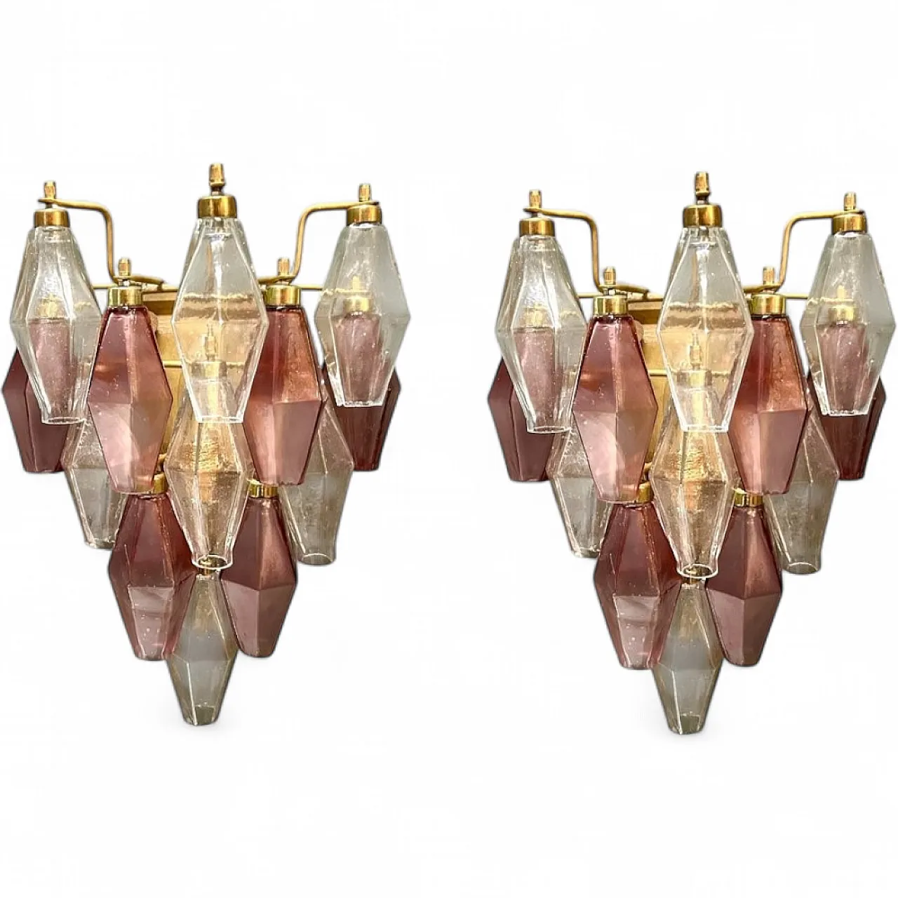 Pair of Poliedri wall lights in Murano glass, Italy, 1980s 13