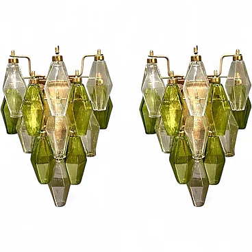 Pair of Poliedri wall lights in Murano glass, Italy, 1980s