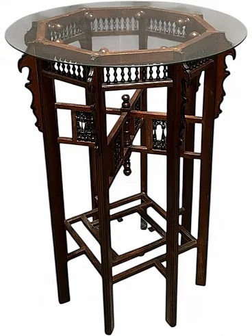 Antique Italian octagonal mahogany coffee table, 1950s