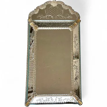Venetian mirror with floral details in Murano glass, 1970s
