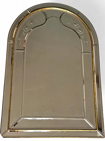 Arched glass wall mirror, Italy, 1980s