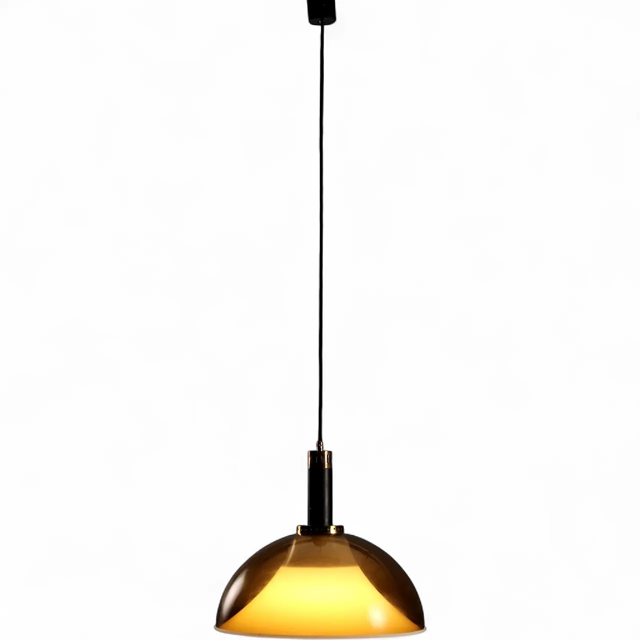 Plafoniera in perspex, metallo smaltato e ottone, '900 9