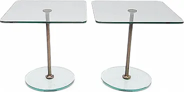 Coppia di tavolini in vetro e ottone di Fontana Arte (Attr.), anni '60