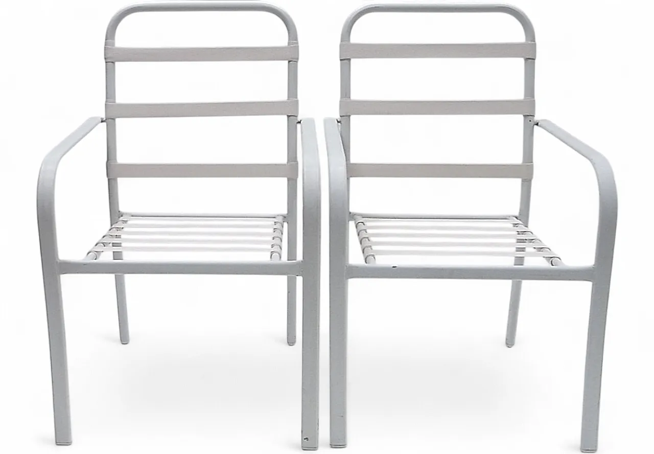 Pair of Hyperleggera garden armchairs with elastic strings, 1970s 16