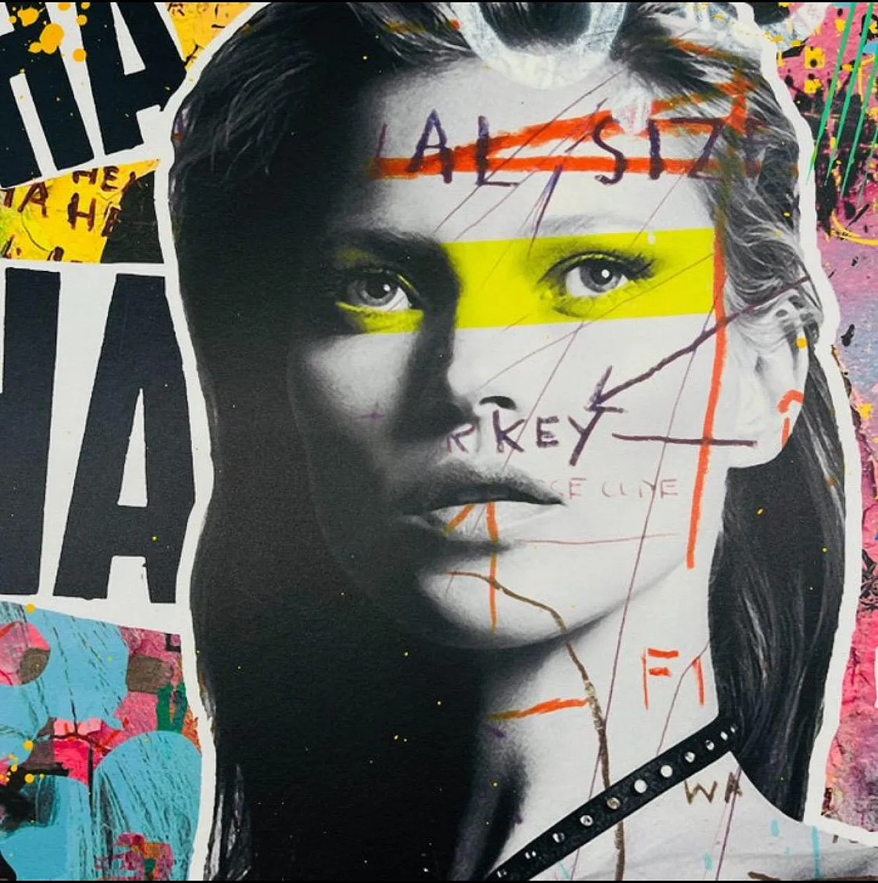 Kate Moss, Street Art, mixed media on paper, 1980s 7