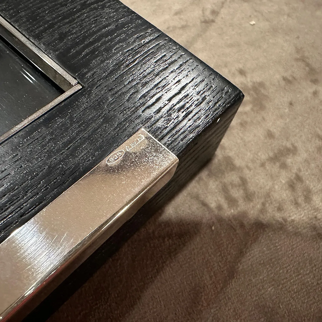 Sterling silver and ebonized wood picture frame by Silvan, 1980s 6