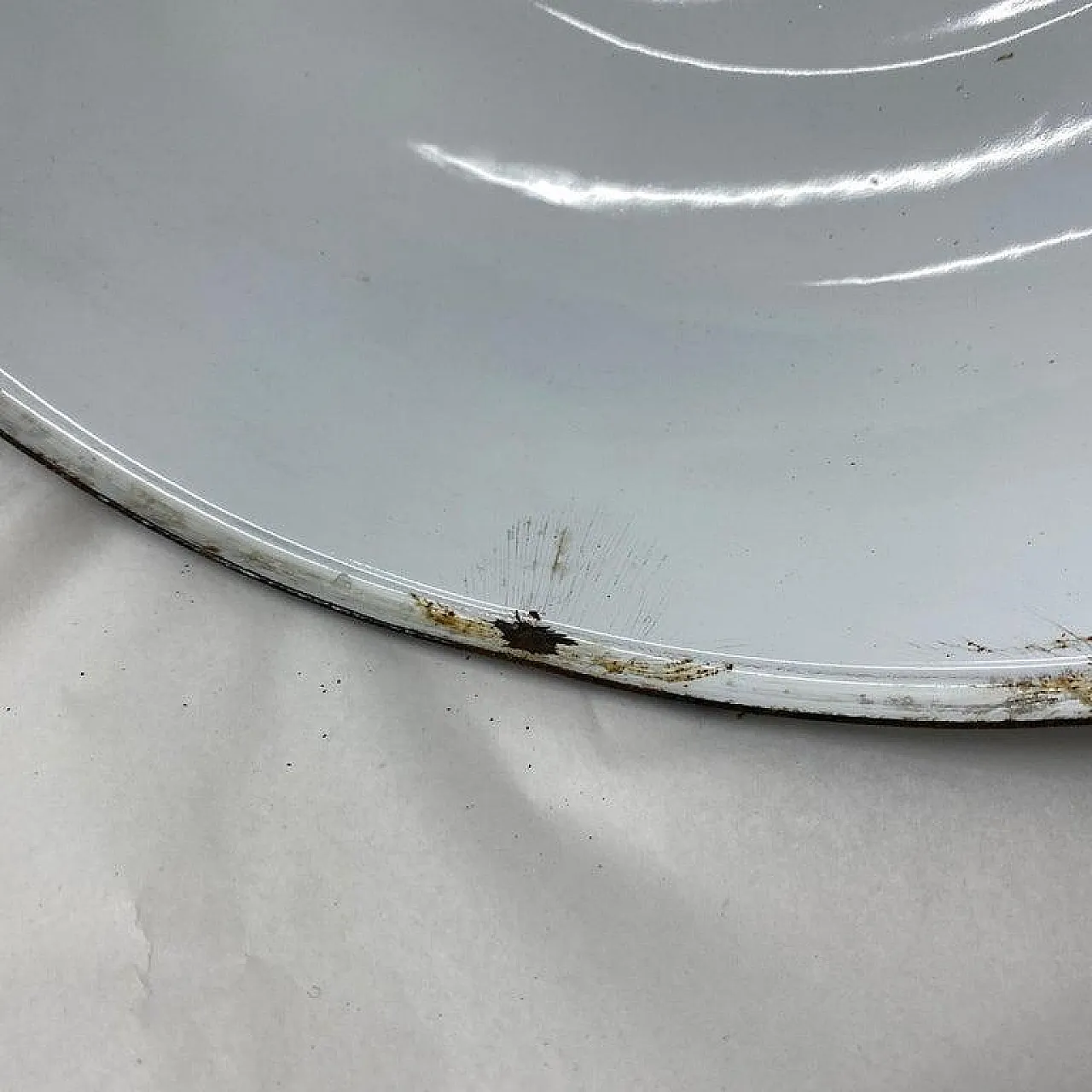 3 Industrial black painted metal pendants, 1930s 12