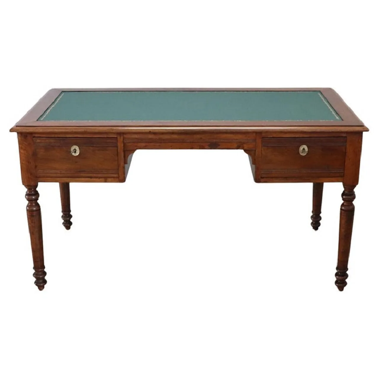 Louis Philippe walnut desk with green top restored, mid-19th century 1
