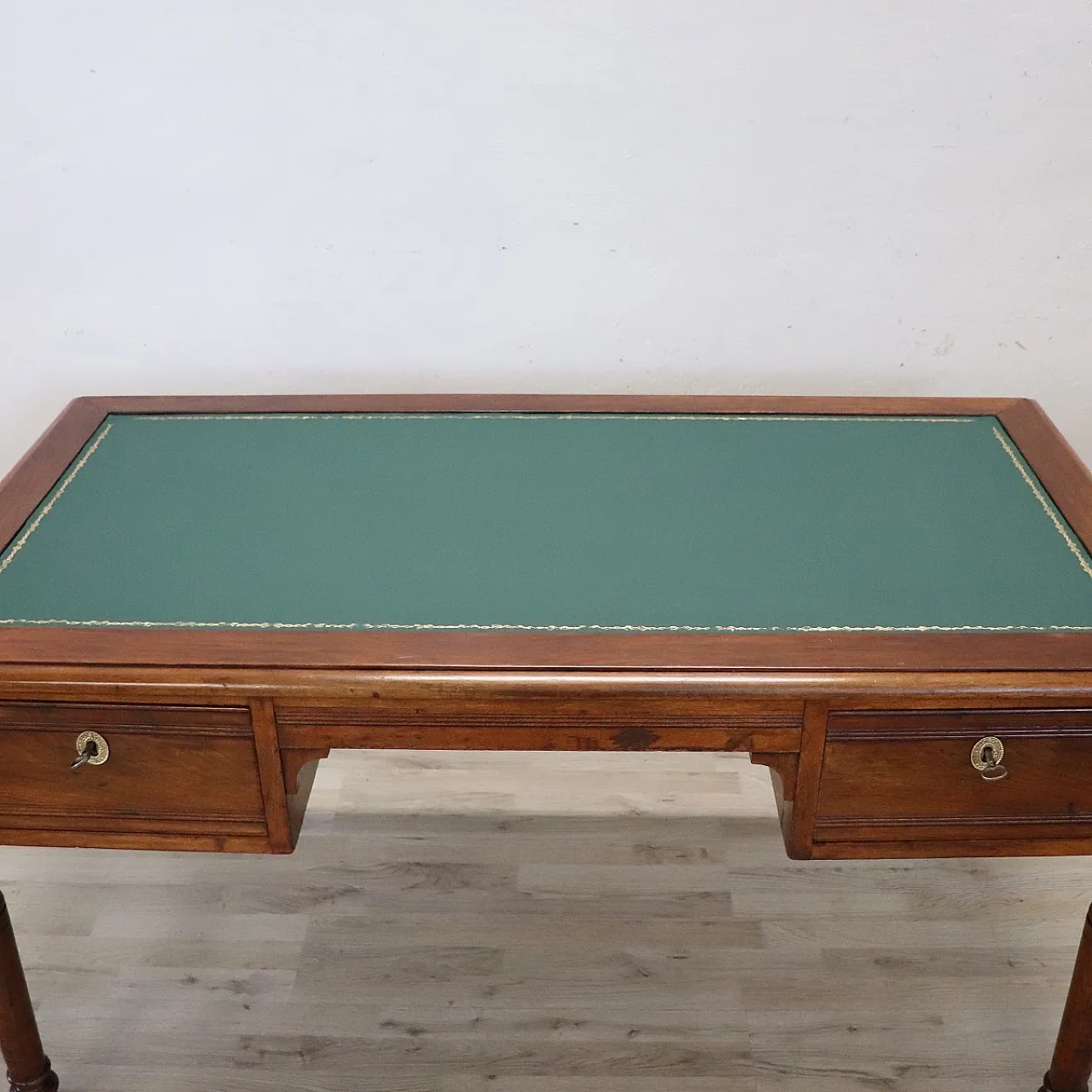 Louis Philippe walnut desk with green top restored, mid-19th century 2