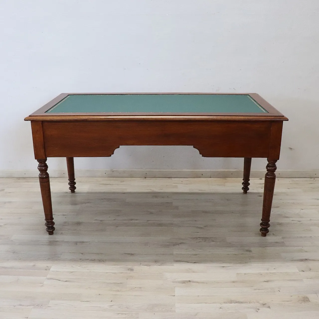 Louis Philippe walnut desk with green top restored, mid-19th century 12