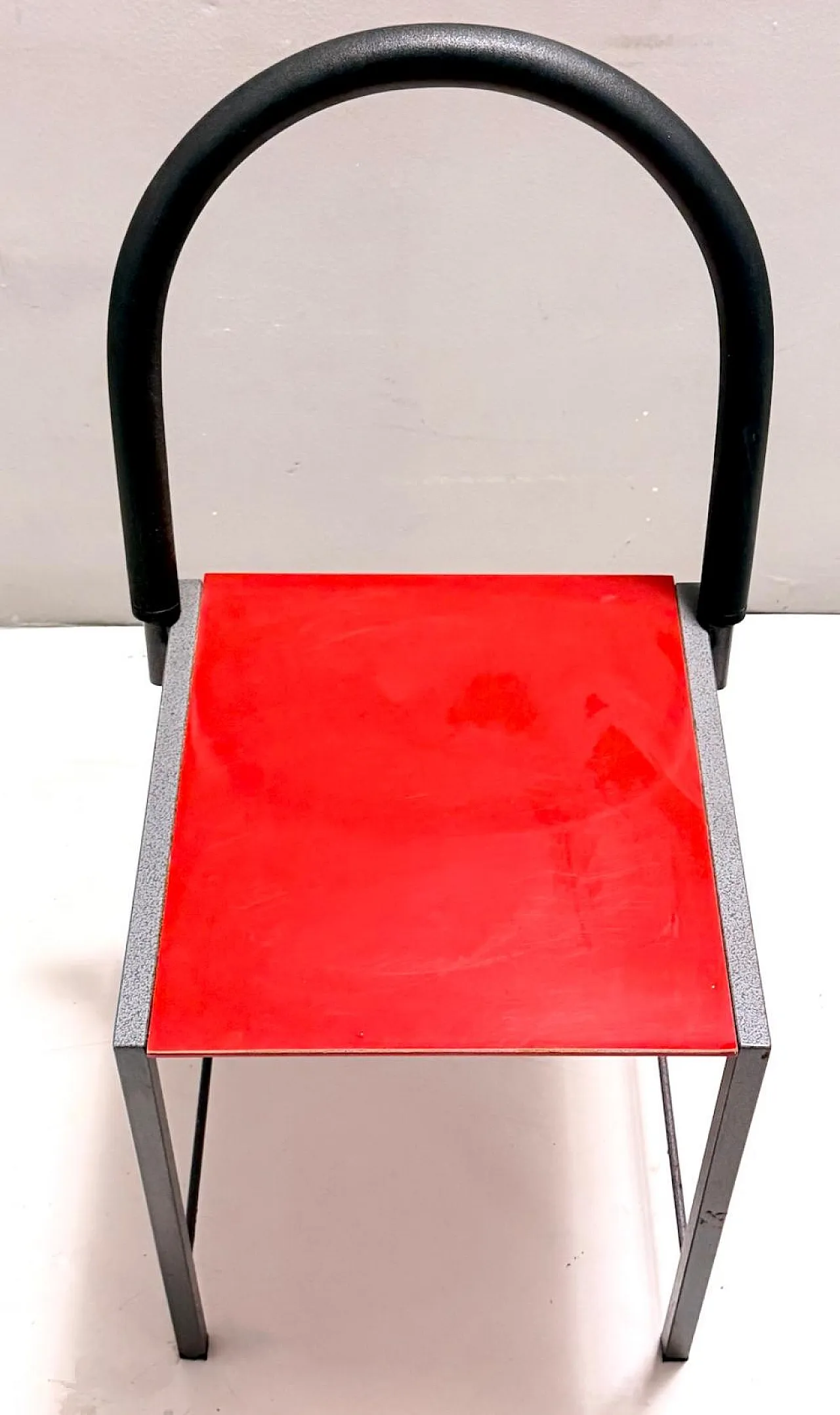 Ettore Sottsass style Red Side Chair, Laminate & Metal, Italy, 1980s 6