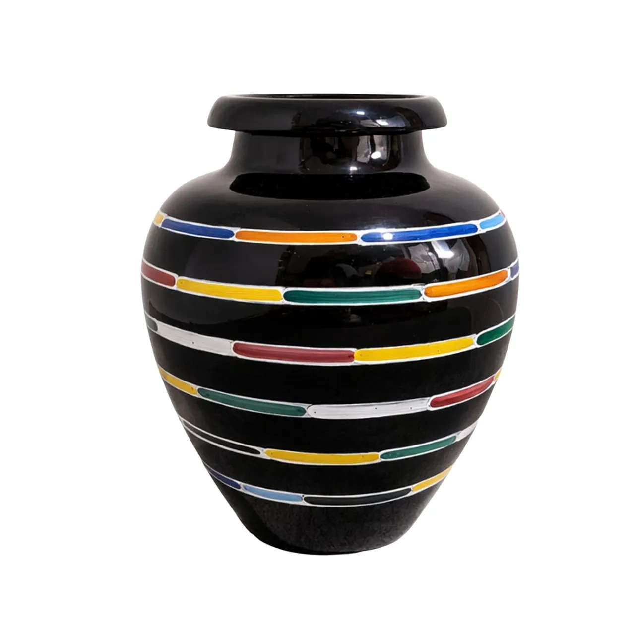 Vaso Piero Dorazio per Deruta in ceramica policroma smaltata, anni ’80 1