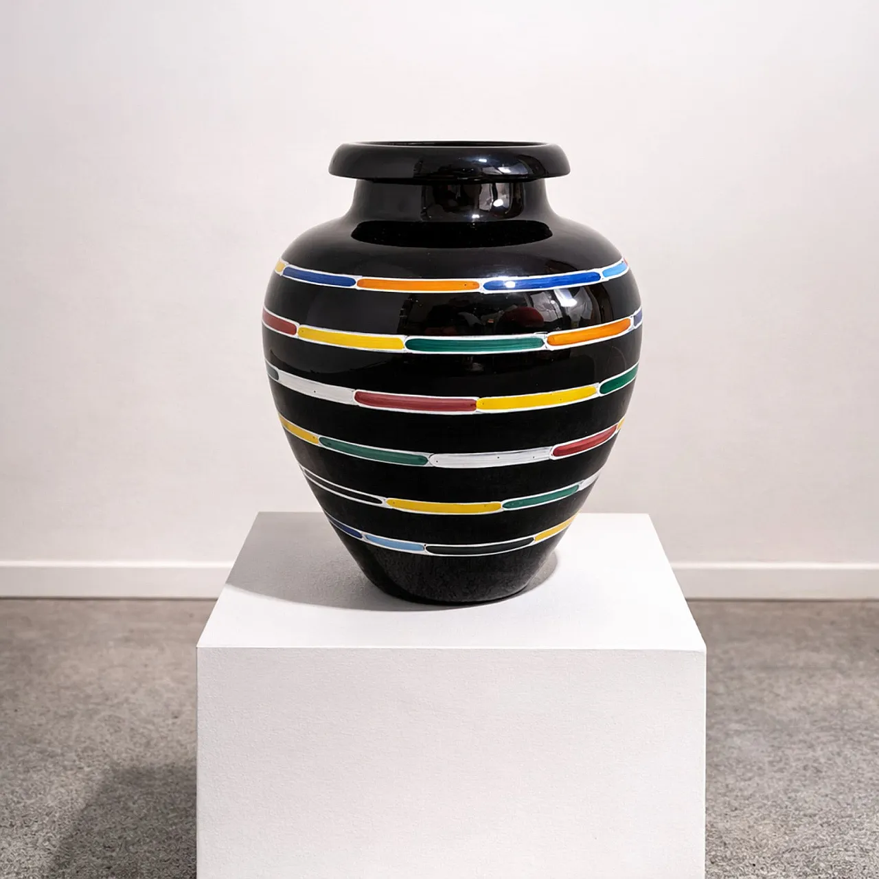 Vaso Piero Dorazio per Deruta in ceramica policroma smaltata, anni ’80 8