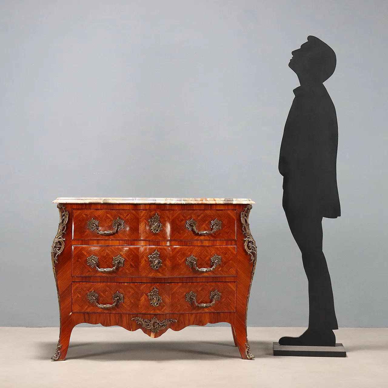 Cassettone tardo barocco impiallacciato in palissandro, metà '900 3