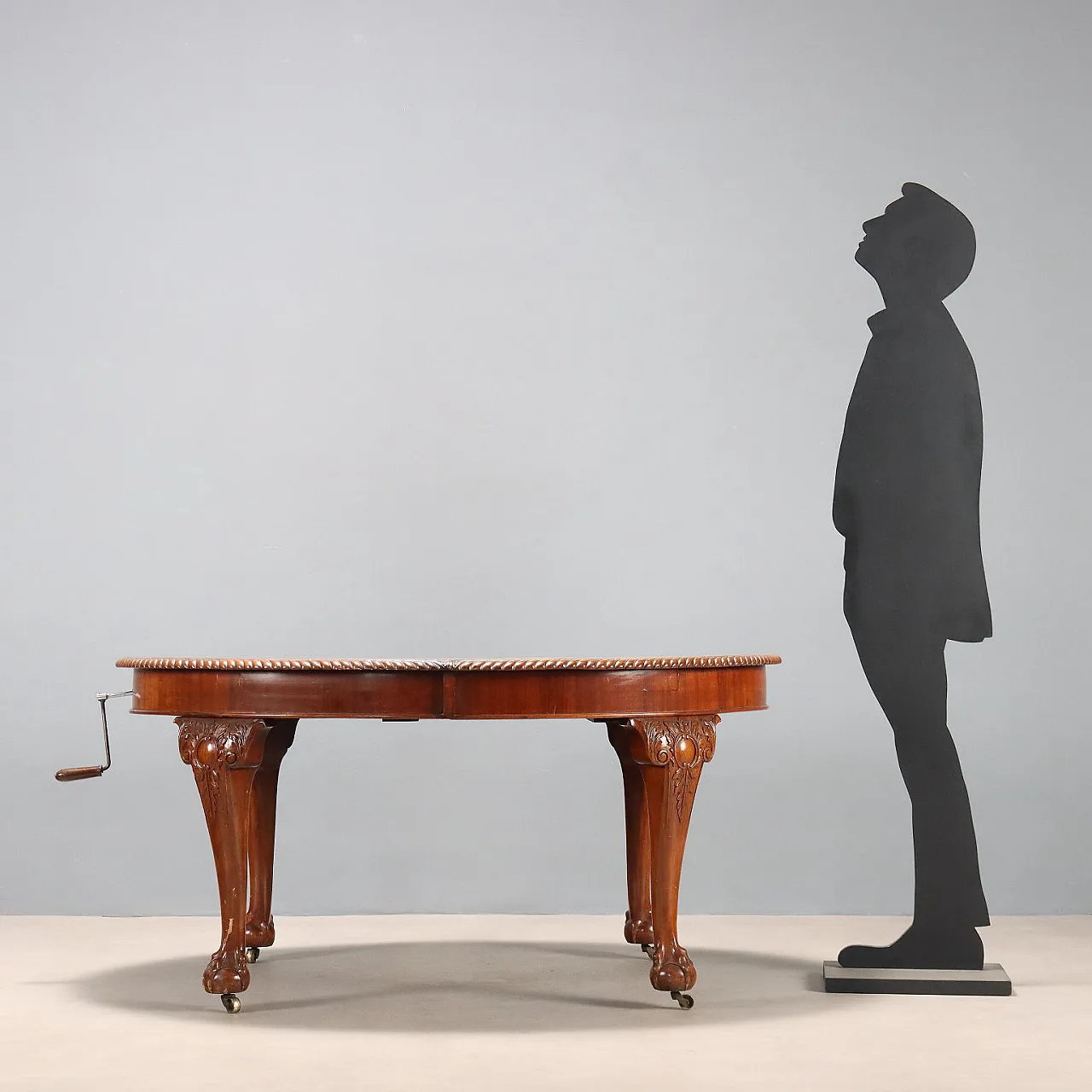 Tavolo allungabile in mogano con meccanismo a manovella, metà '800 3