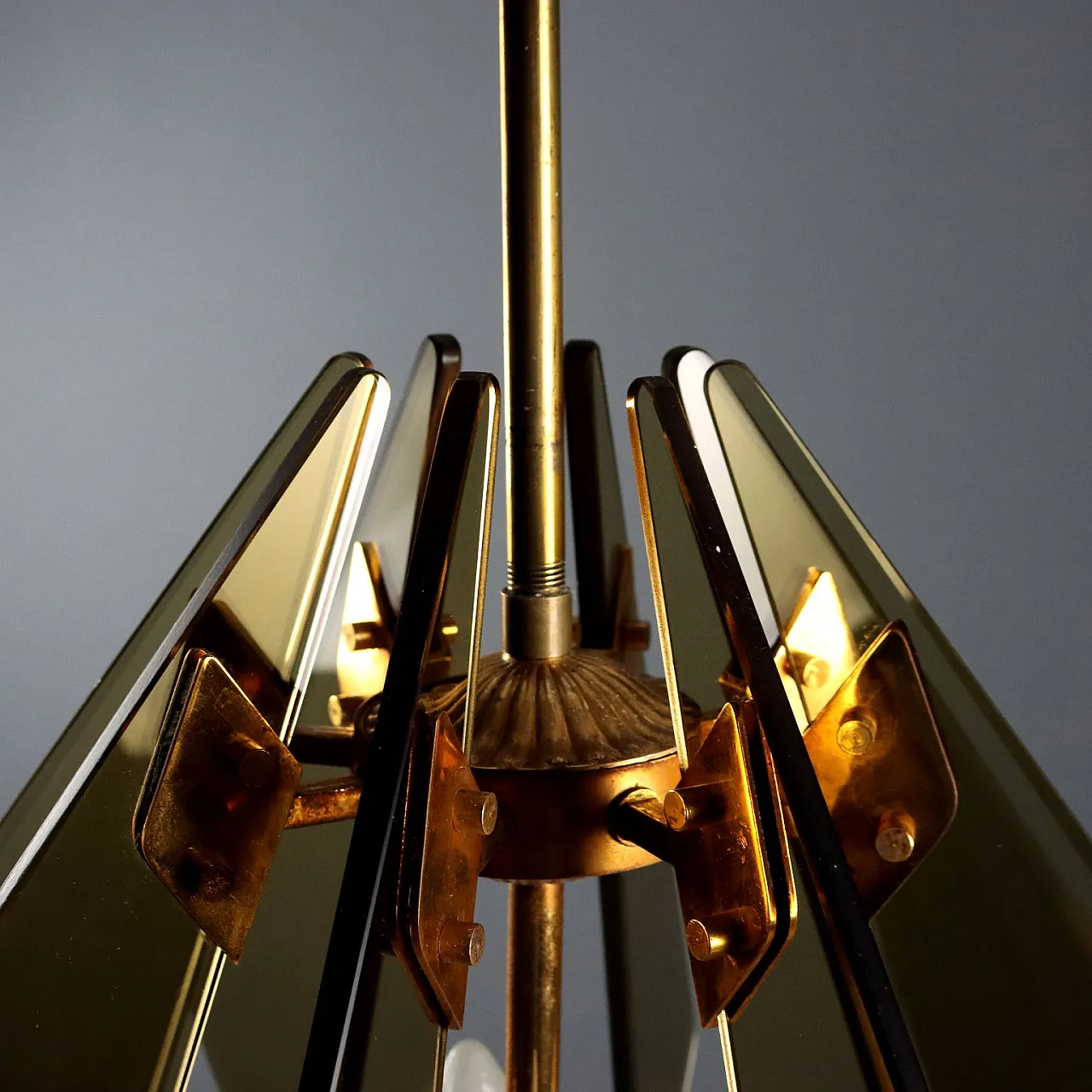 Lampada a forma di diamante con struttura in ottone, '900 6