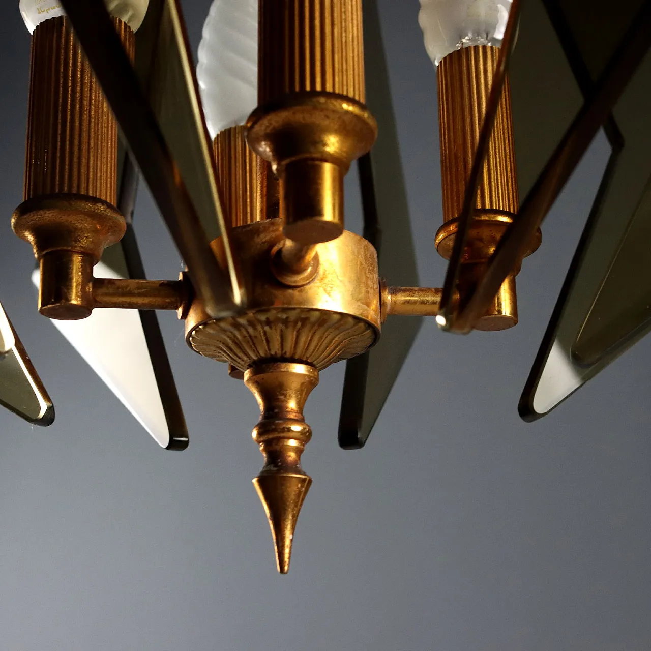 Lampada a forma di diamante con struttura in ottone, '900 7