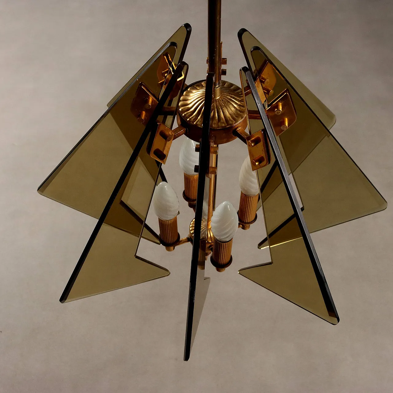 Lampada a forma di diamante con struttura in ottone, '900 8