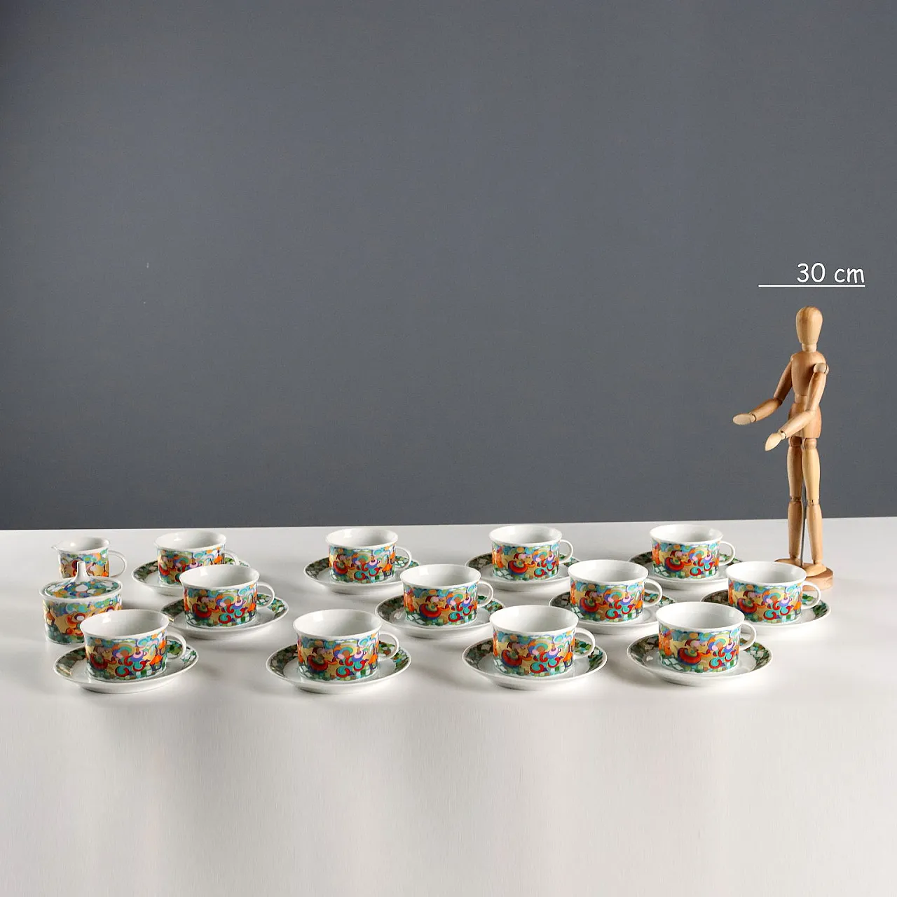 Servizio da tè in porcellana policroma, '900 2