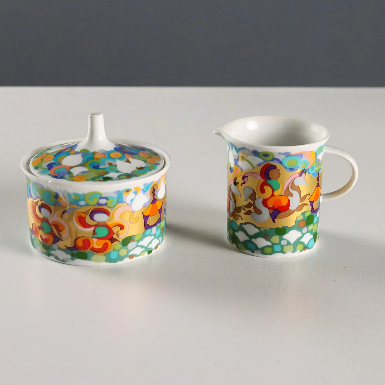 Servizio da tè in porcellana policroma, '900 6