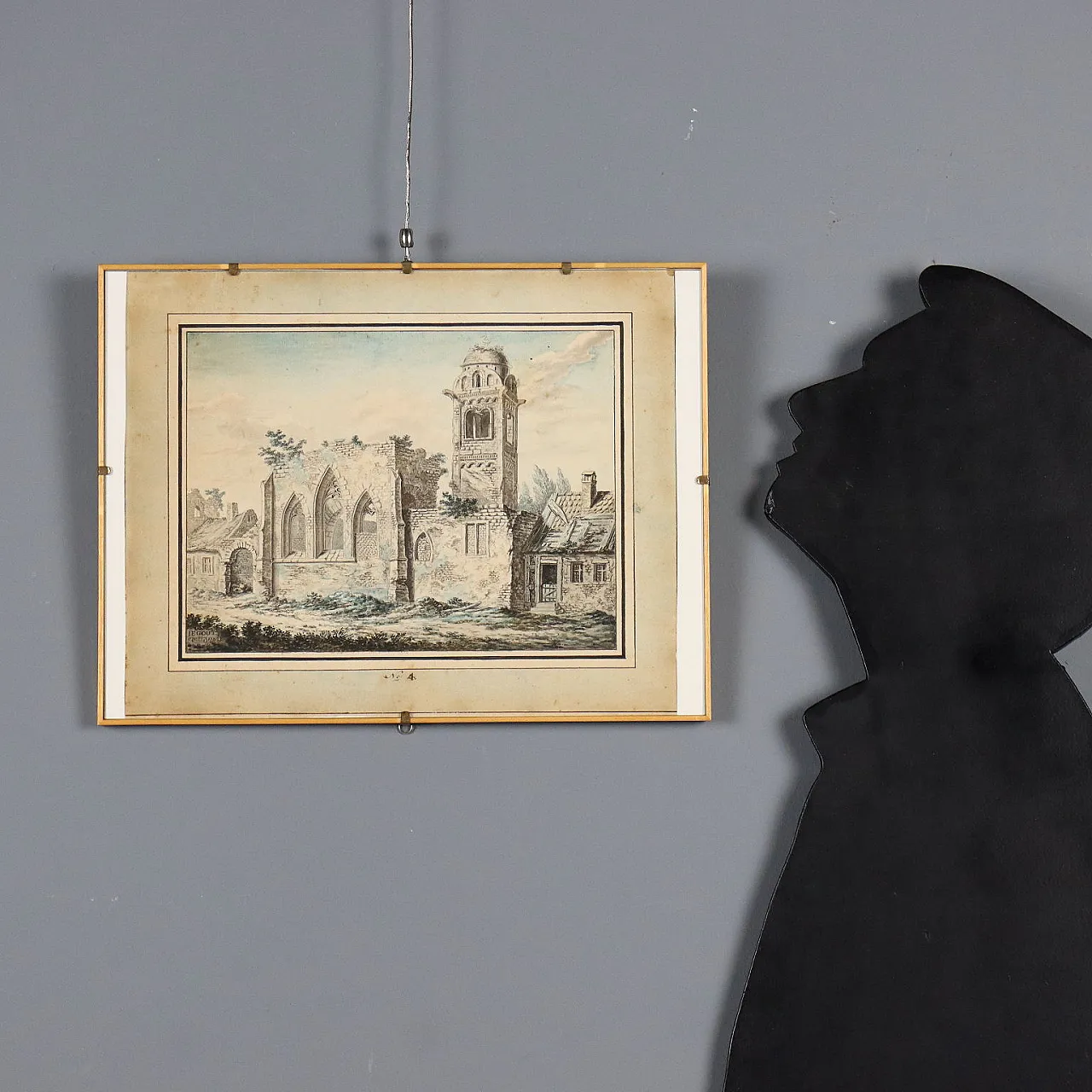 Acquarello e inchiostro su carta con cornice, '700 2