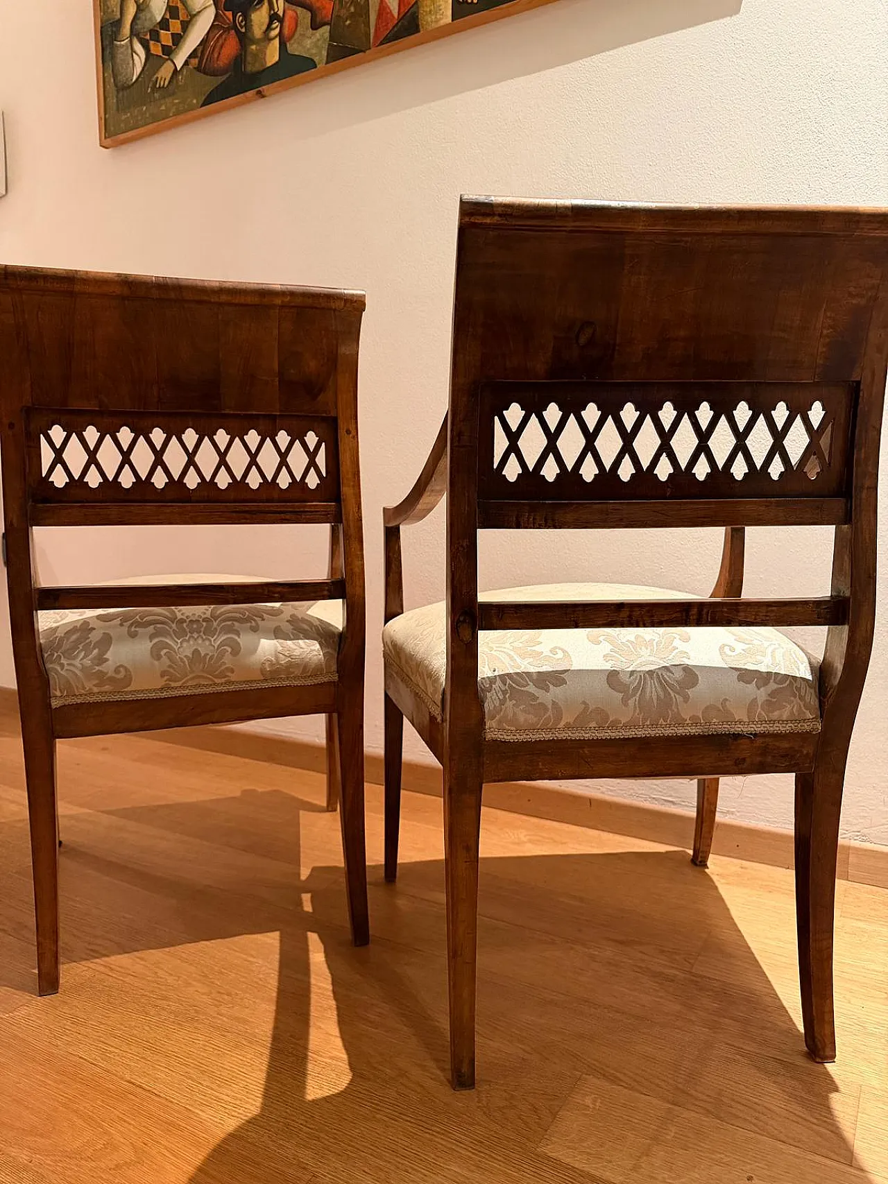 Mid-Century Italian Neoclassical Style Walnut Armchairs, 1950s 5