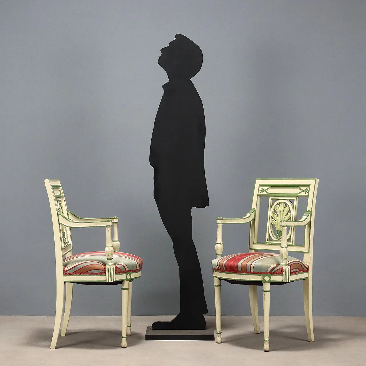 Coppia di poltrone neoclassiche laccate, '900 2